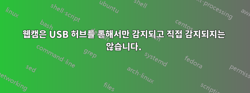 웹캠은 USB 허브를 통해서만 감지되고 직접 감지되지는 않습니다.