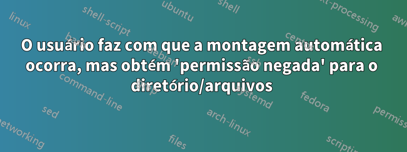 O usuário faz com que a montagem automática ocorra, mas obtém 'permissão negada' para o diretório/arquivos