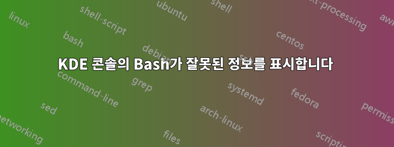 KDE 콘솔의 Bash가 잘못된 정보를 표시합니다