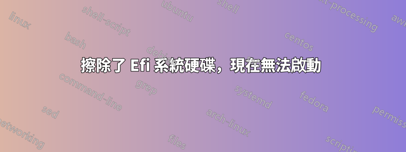 擦除了 Efi 系統硬碟，現在無法啟動