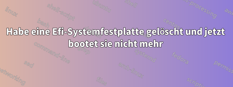 Habe eine Efi-Systemfestplatte gelöscht und jetzt bootet sie nicht mehr