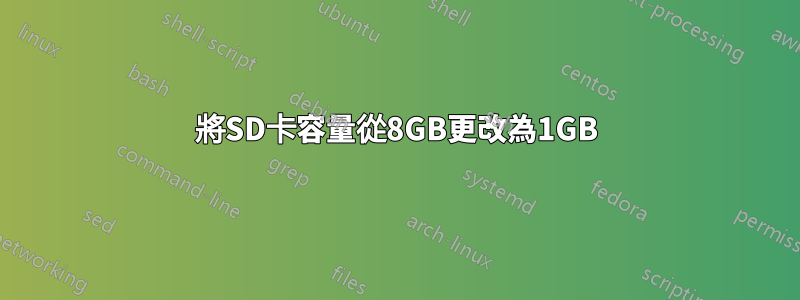 將SD卡容量從8GB更改為1GB