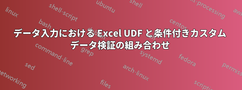 データ入力における Excel UDF と条件付きカスタム データ検証の組み合わせ