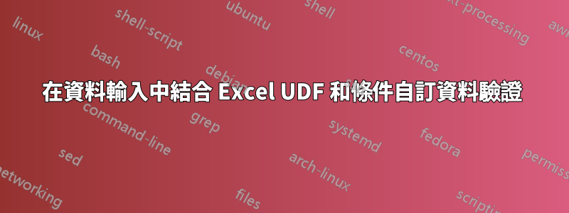 在資料輸入中結合 Excel UDF 和條件自訂資料驗證