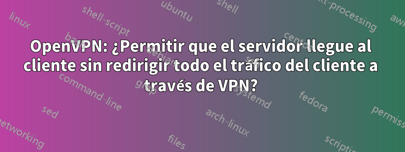 OpenVPN: ¿Permitir que el servidor llegue al cliente sin redirigir todo el tráfico del cliente a través de VPN?