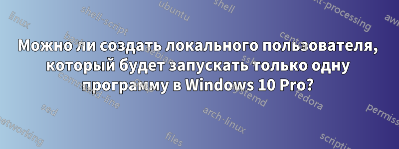 Можно ли создать локального пользователя, который будет запускать только одну программу в Windows 10 Pro?