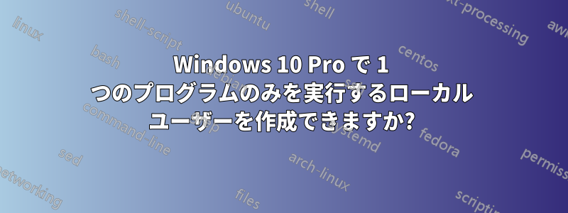 Windows 10 Pro で 1 つのプログラムのみを実行するローカル ユーザーを作成できますか?