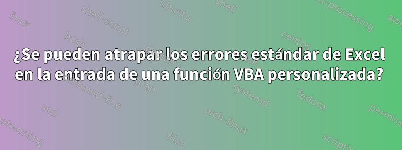 ¿Se pueden atrapar los errores estándar de Excel en la entrada de una función VBA personalizada?