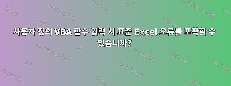 사용자 정의 VBA 함수 입력 시 표준 Excel 오류를 포착할 수 있습니까?