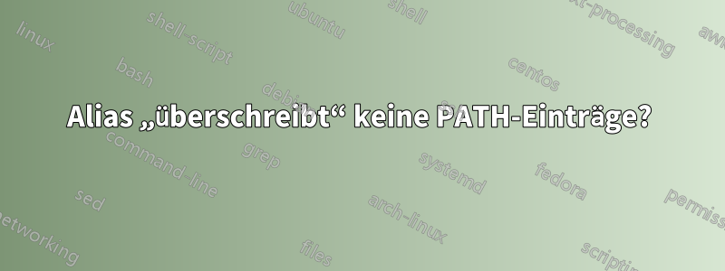 Alias ​​„überschreibt“ keine PATH-Einträge?