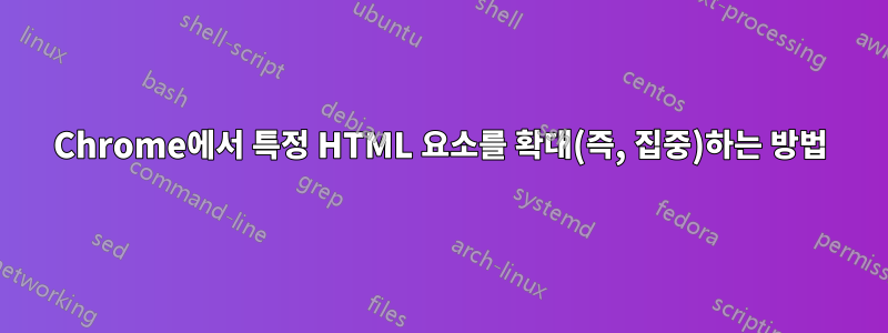 Chrome에서 특정 HTML 요소를 확대(즉, 집중)하는 방법