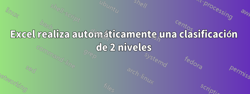 Excel realiza automáticamente una clasificación de 2 niveles