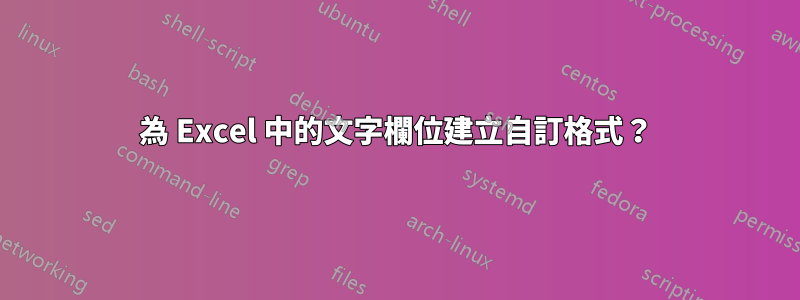 為 Excel 中的文字欄位建立自訂格式？