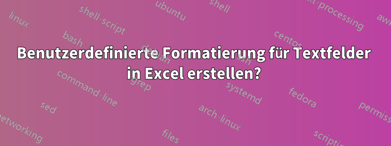 Benutzerdefinierte Formatierung für Textfelder in Excel erstellen?