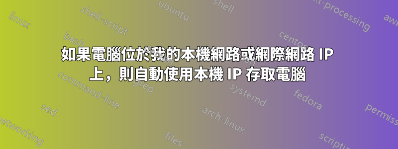 如果電腦位於我的本機網路或網際網路 IP 上，則自動使用本機 IP 存取電腦