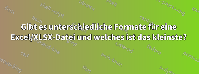 Gibt es unterschiedliche Formate für eine Excel/XLSX-Datei und welches ist das kleinste?