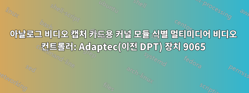 아날로그 비디오 캡처 카드용 커널 모듈 식별 멀티미디어 비디오 컨트롤러: Adaptec(이전 DPT) 장치 9065