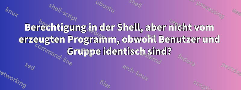 Berechtigung in der Shell, aber nicht vom erzeugten Programm, obwohl Benutzer und Gruppe identisch sind?