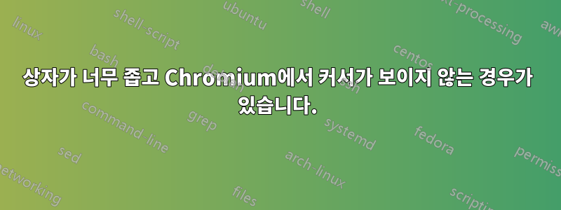 상자가 너무 좁고 Chromium에서 커서가 보이지 않는 경우가 있습니다.