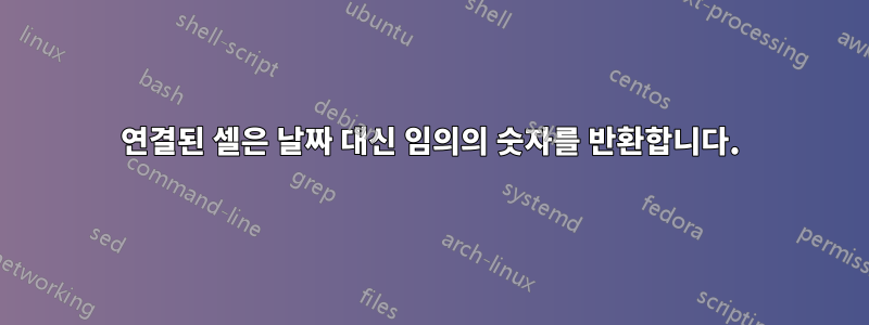 연결된 셀은 날짜 대신 임의의 숫자를 반환합니다.