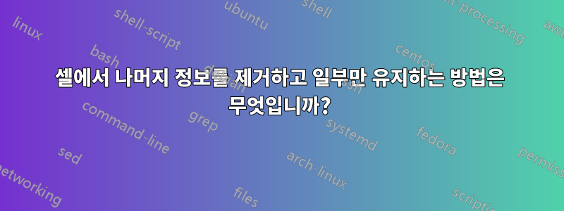 셀에서 나머지 정보를 제거하고 일부만 유지하는 방법은 무엇입니까?