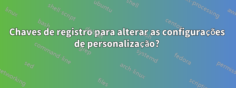 Chaves de registro para alterar as configurações de personalização?