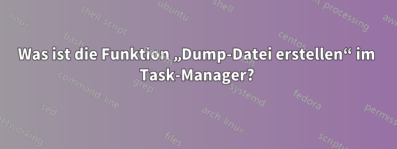 Was ist die Funktion „Dump-Datei erstellen“ im Task-Manager?