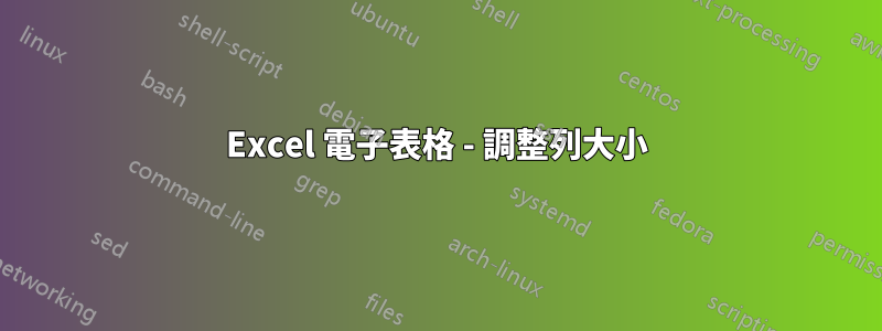 Excel 電子表格 - 調整列大小