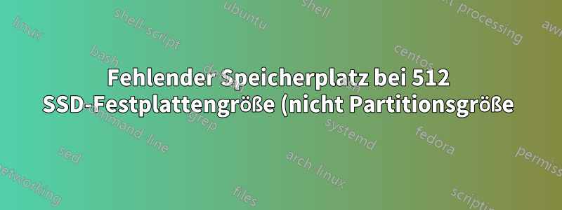 Fehlender Speicherplatz bei 512 SSD-Festplattengröße (nicht Partitionsgröße)