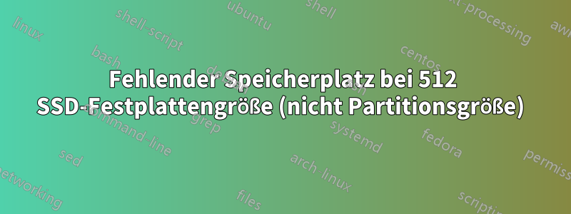 Fehlender Speicherplatz bei 512 SSD-Festplattengröße (nicht Partitionsgröße) 