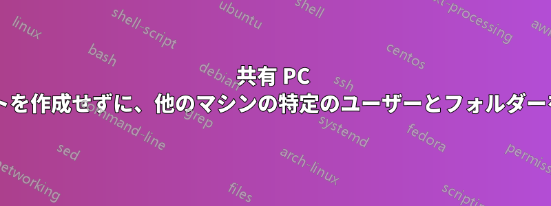 共有 PC に別のアカウントを作成せずに、他のマシンの特定のユーザーとフォルダーを共有しますか?