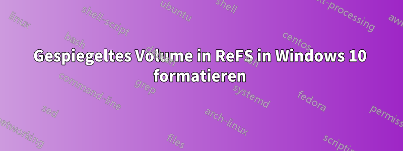 Gespiegeltes Volume in ReFS in Windows 10 formatieren