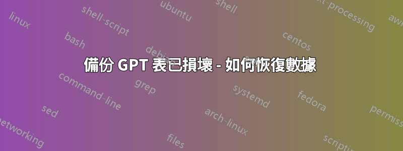 備份 GPT 表已損壞 - 如何恢復數據