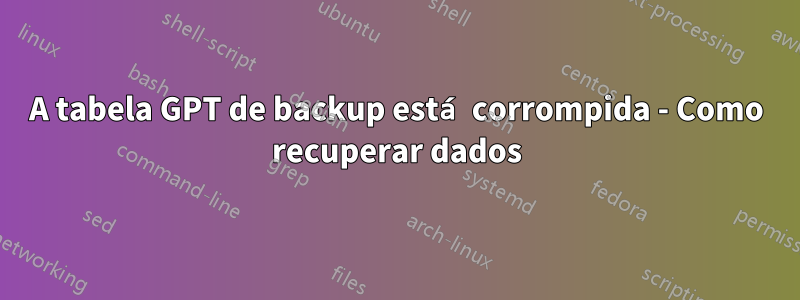 A tabela GPT de backup está corrompida - Como recuperar dados