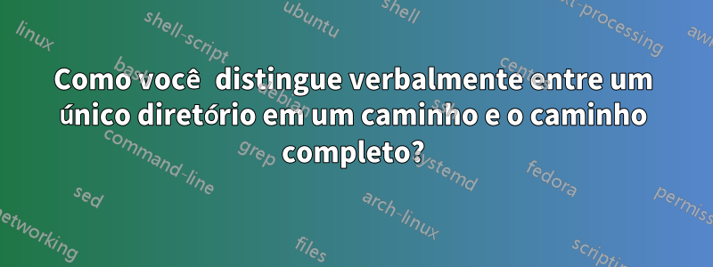 Como você distingue verbalmente entre um único diretório em um caminho e o caminho completo?