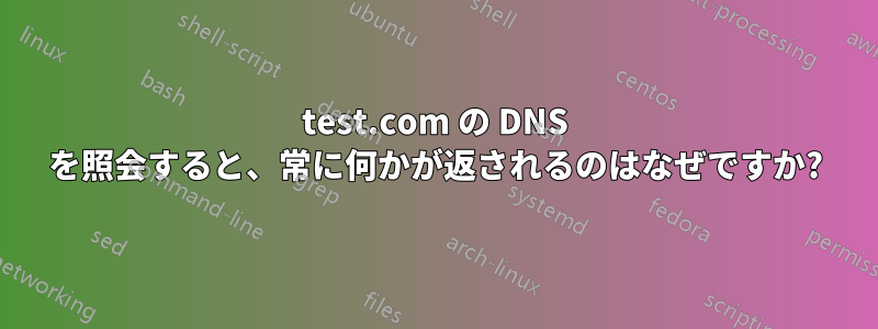 test.com の DNS を照会すると、常に何かが返されるのはなぜですか?