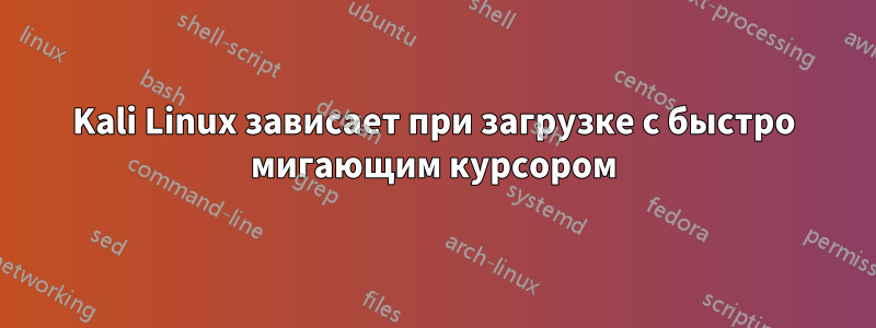 Kali Linux зависает при загрузке с быстро мигающим курсором