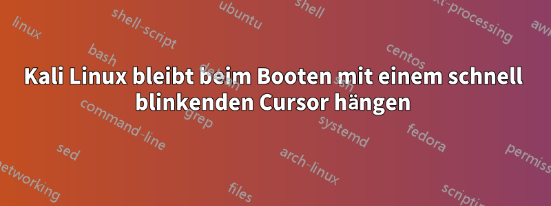 Kali Linux bleibt beim Booten mit einem schnell blinkenden Cursor hängen