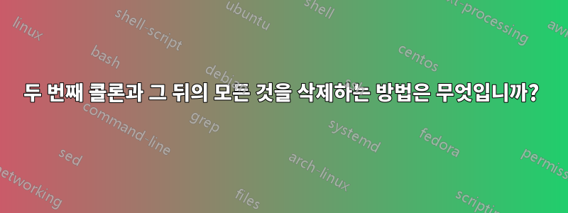 두 번째 콜론과 그 뒤의 모든 것을 삭제하는 방법은 무엇입니까?