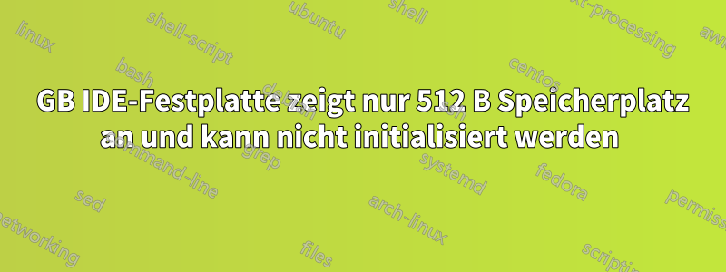40 GB IDE-Festplatte zeigt nur 512 B Speicherplatz an und kann nicht initialisiert werden