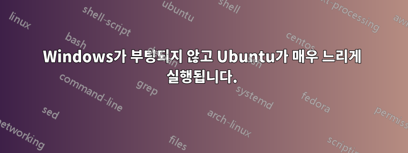 Windows가 부팅되지 않고 Ubuntu가 매우 느리게 실행됩니다.