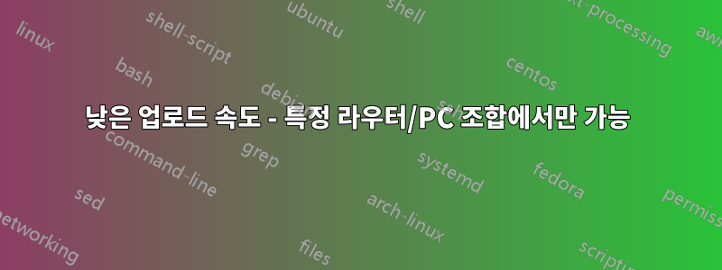 낮은 업로드 속도 - 특정 라우터/PC 조합에서만 가능