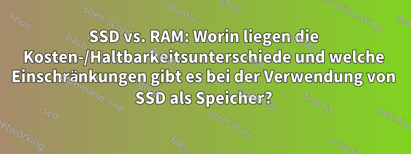 SSD vs. RAM: Worin liegen die Kosten-/Haltbarkeitsunterschiede und welche Einschränkungen gibt es bei der Verwendung von SSD als Speicher?