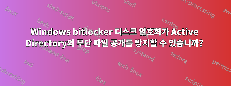 Windows bitlocker 디스크 암호화가 Active Directory의 무단 파일 공개를 방지할 수 있습니까?