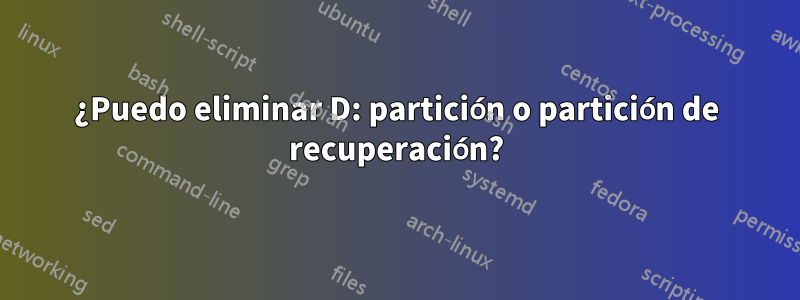 ¿Puedo eliminar D: partición o partición de recuperación?