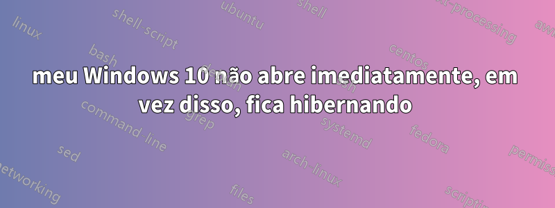 meu Windows 10 não abre imediatamente, em vez disso, fica hibernando