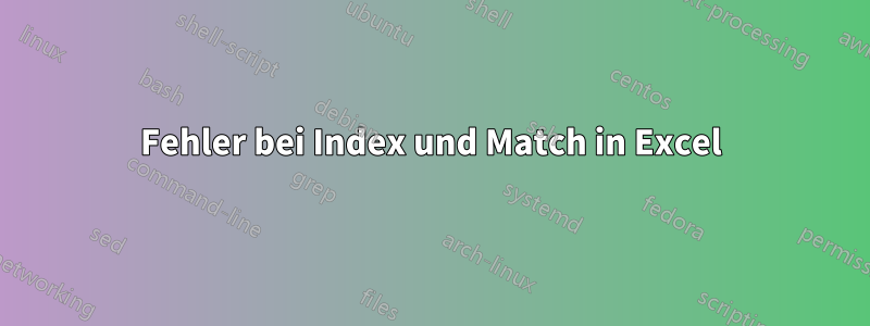 Fehler bei Index und Match in Excel