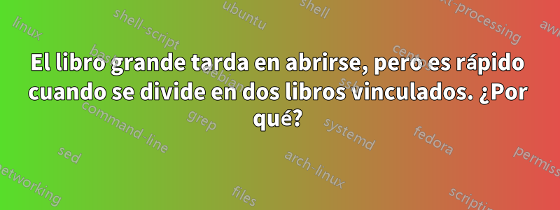 El libro grande tarda en abrirse, pero es rápido cuando se divide en dos libros vinculados. ¿Por qué?