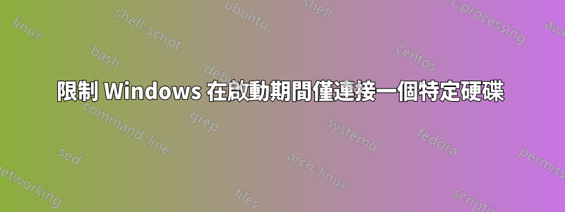 限制 Windows 在啟動期間僅連接一個特定硬碟