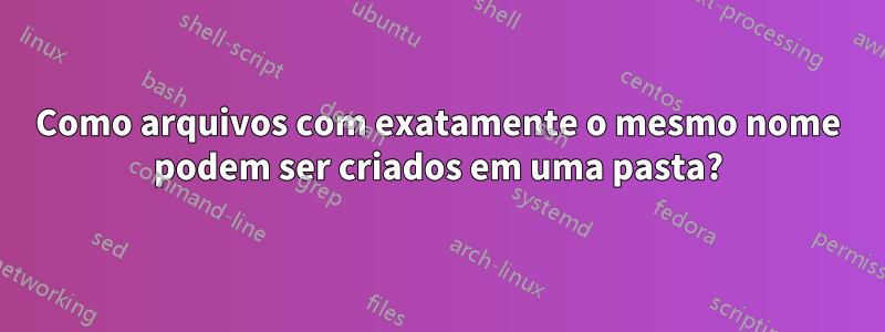 Como arquivos com exatamente o mesmo nome podem ser criados em uma pasta?